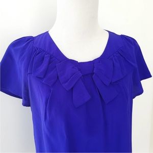 J.Crew Cobalt Blue Silk Bow Top